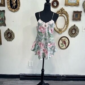 Vintage Victoria's Secret Paisley Lace Trim Slip Dress - Small
